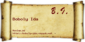Boboly Ida névjegykártya